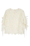 Oscar De La Renta Foxgloves Guipure Lace Top In White