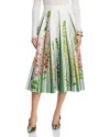 Oscar De La Renta Foxgloves Floral-print Cotton-blend Poplin Midi Skirt In Multi