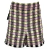 Oscar De La Renta Frayed Gingham Tweed Shorts In Pink Wool In Pink