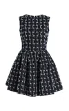 Oscar De La Renta Frayed Jacquard Denim Mini Dress In Black