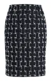 Oscar De La Renta Frayed Jacquard Denim Mini Skirt In Black