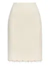 Oscar De La Renta Fringe-detail Midi Skirt In Neutral