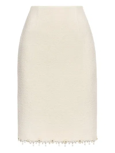 Oscar De La Renta Fringe-detail Midi Skirt In Neutral