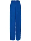 Oscar De La Renta Wide Leg Zip Front Fringe Fil Coupe Pant In 蓝色