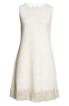 Oscar De La Renta Sequin Tweed A-line Dress In Ivory/ Gold