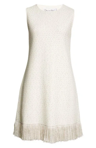 Oscar De La Renta Sequin Tweed A-line Dress In White
