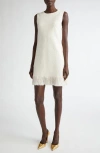 Oscar De La Renta Sequin Tweed A-line Dress In Ivory/gold