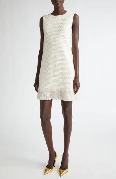OSCAR DE LA RENTA OSCAR DE LA RENTA FRINGE SEQUIN TWEED MINIDRESS