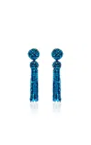 Oscar De La Renta Fringe Tassel Clip-on Earrings In Blue
