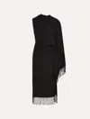 Oscar De La Renta Fringed Cape Midi Dress