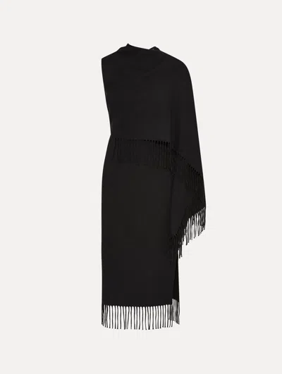Oscar De La Renta Fringed Cape Midi Dress