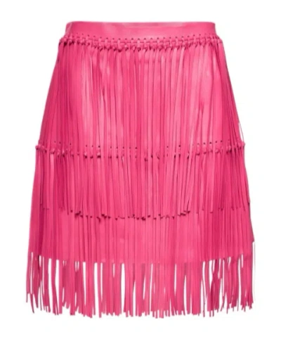 Oscar De La Renta Fringed Detail Skirt In Red