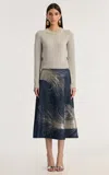 Oscar De La Renta Fringed Feather Embroidered Melange Pull In Gray