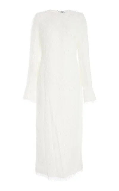 Oscar De La Renta Fringed Fil Coupe Midi Dress In White