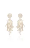 Oscar De La Renta Fringed Tassel Clip-on Earrings In White