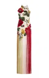 Oscar De La Renta Fringed Tulle Gown In Multi