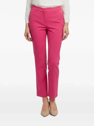 Pre-owned Oscar De La Renta Gabardine Straight-leg Trousers In Pink