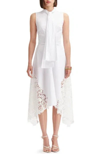 Oscar De La Renta Gardenia Guipure Lace Sleeveless Shirtdress In White