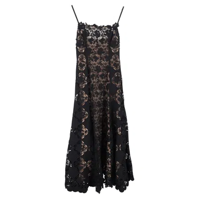 Oscar De La Renta Gardenia Lace Midi Dress In Black Polyester