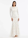 Oscar De La Renta Gardenia Lace Open Back Gown In White