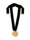 Oscar De La Renta Gardenia Brass And Velvet Rope Necklace In Gold
