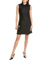 Oscar De La Renta Gardenia Silk-lined Wool-blend Tweed Shift Dress In Black