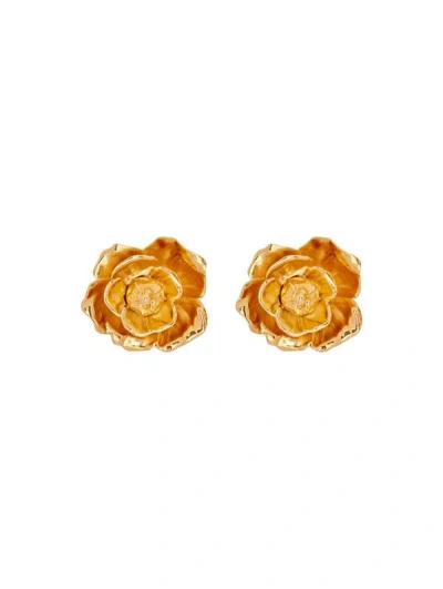 Oscar De La Renta Gardenia Stud Earrings In Gold