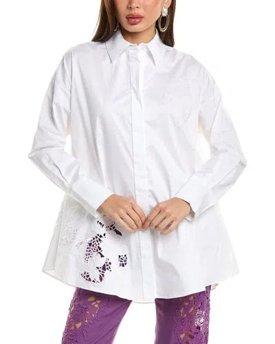 Oscar De La Renta Gardenia Threadwork Shirt In White