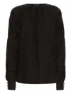 Oscar De La Renta Gathered-cuff Blouse In Black