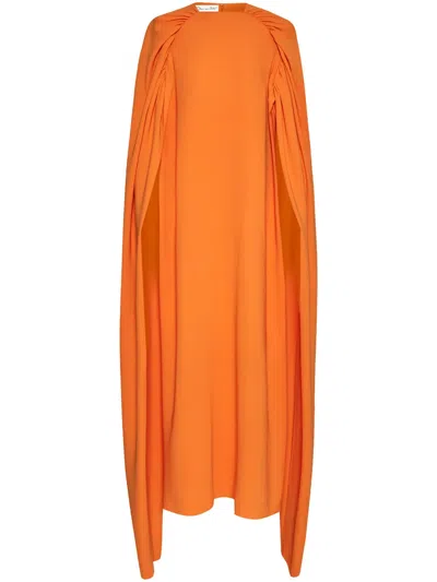 Oscar De La Renta Gathered Detail Kaftan In Orange