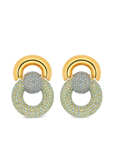 Oscar De La Renta Gemstone-embellished Circular Earrings In Gold