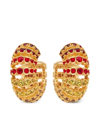 Oscar De La Renta Gemstone-embellished Hoop Earrings In Gold