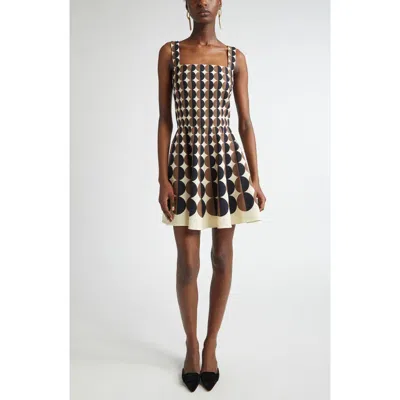 Oscar De La Renta Geo Print Fit & Flare Dress