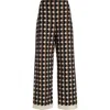 Oscar De La Renta Printed Stretch-wool Straight-leg Pants In Khaki/ivory
