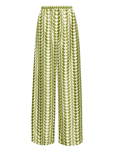 Oscar De La Renta Geo Silk Trousers