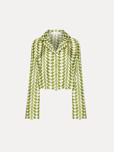 Oscar De La Renta Geo Silk Twill Blouse