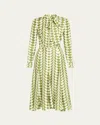 Oscar De La Renta Belted Silk Twill Midi Shirt Dress