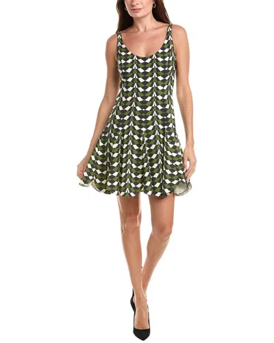 Oscar De La Renta Geo Stretch Wool-blend Mini Dress In Green