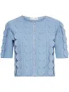 Oscar De La Renta 3d-circle Knit Cardigan In Blue