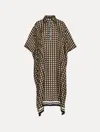 Oscar De La Renta Geometric Circle Silk Twill Caftan