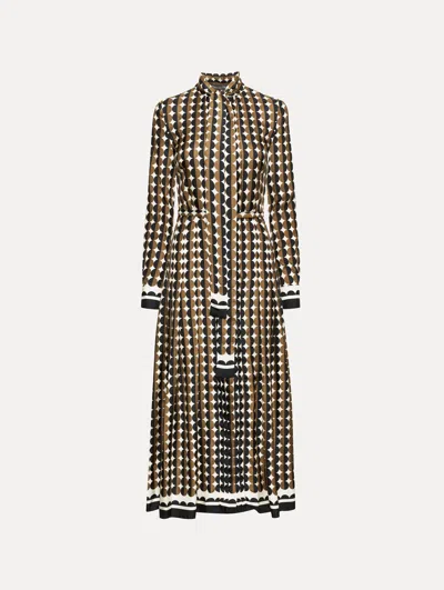 Oscar De La Renta Geometric Circle Silk Twill Dress