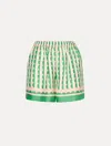 Oscar De La Renta Geometric Circle Silk Twill Shorts