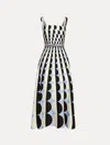 Oscar De La Renta Geo Print Silk Twill Belted Midi Dress