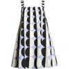 Oscar De La Renta Geometric Circle Trapeze Dress In Blue/black