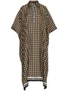 Oscar De La Renta Geometric Pattern Kaftan In Brown