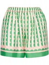 Oscar De La Renta Printed Silk Twill Shorts In Green