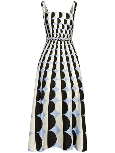 Oscar De La Renta Geometric-print Silk Maxi Dress In Black