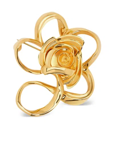 Oscar De La Renta Geometric Rose Brosche In Gold