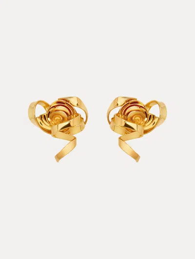 Oscar De La Renta Geometric Rose Earrings