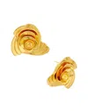 Oscar De La Renta Geometric Rose Stud Earrings In Gold